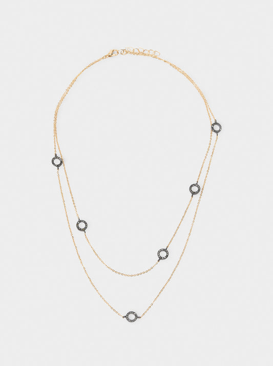 Double Hoop Necklace With Zirconia