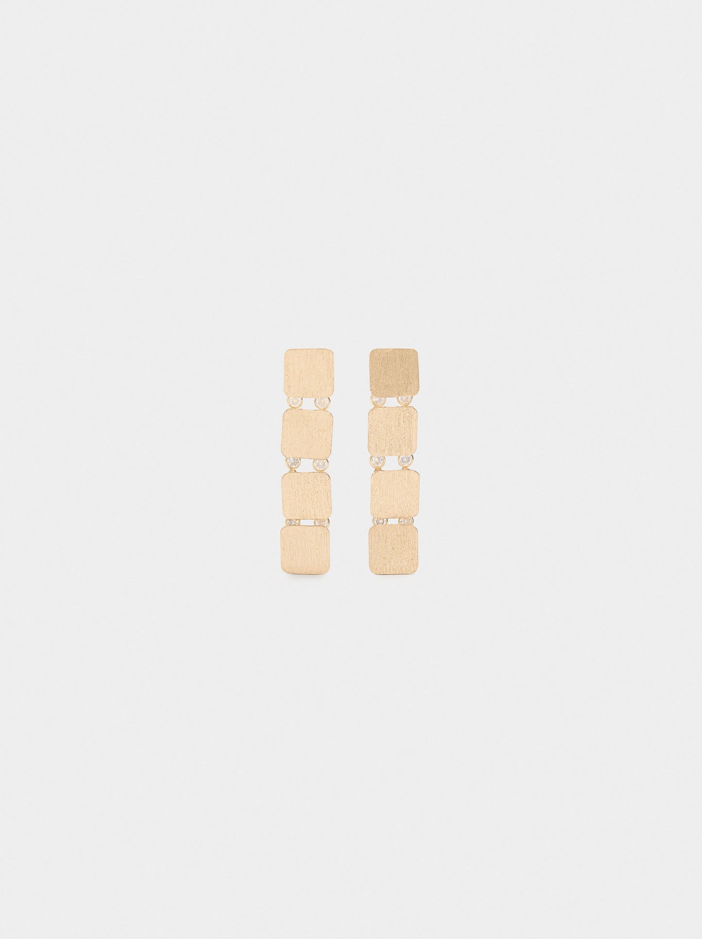 Long Earrings Squares With Cubic Zirconia