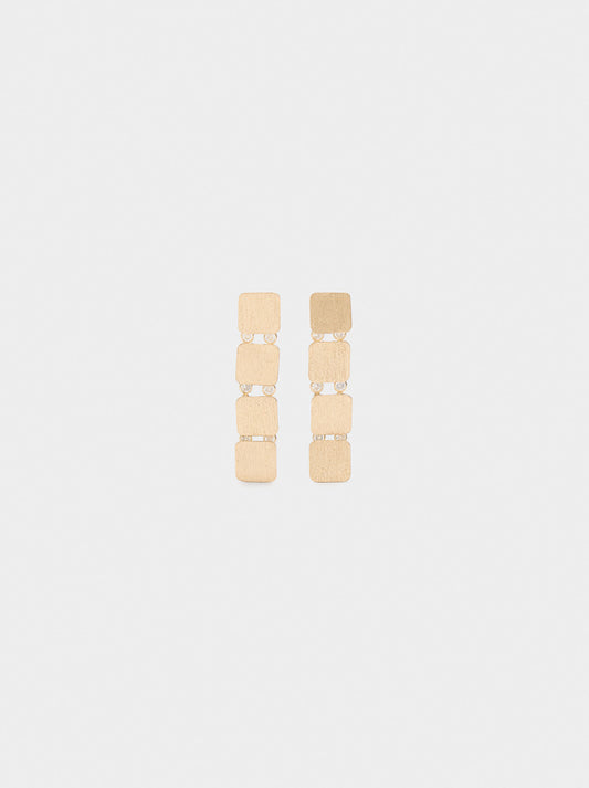 Long Earrings Squares With Cubic Zirconia