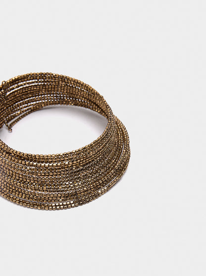 Short Multi-Collar Glass Bead Necklace