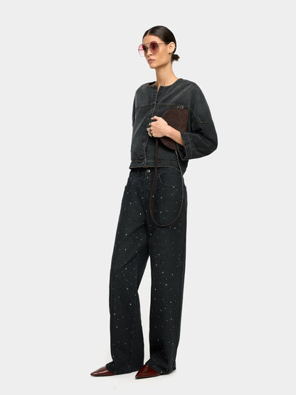 Denim Trousers With Strass