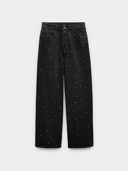 Denim Trousers With Strass