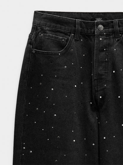 Denim Trousers With Strass