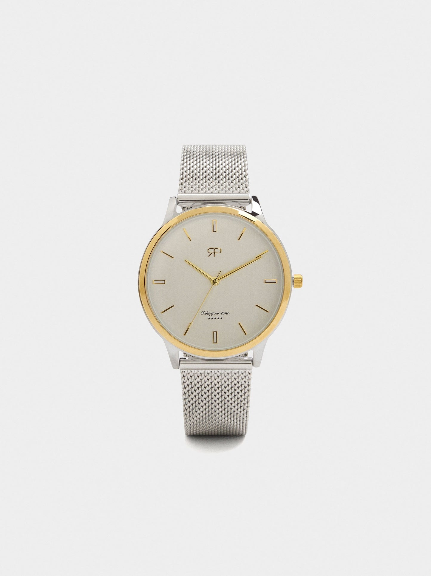 Bicolor Watch With Stainless Steel Metal Mesh