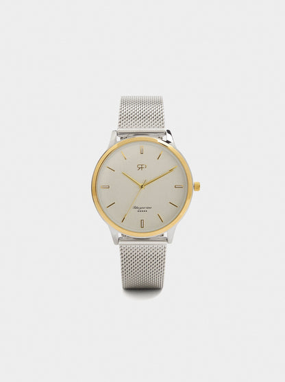 Bicolor Watch With Stainless Steel Metal Mesh