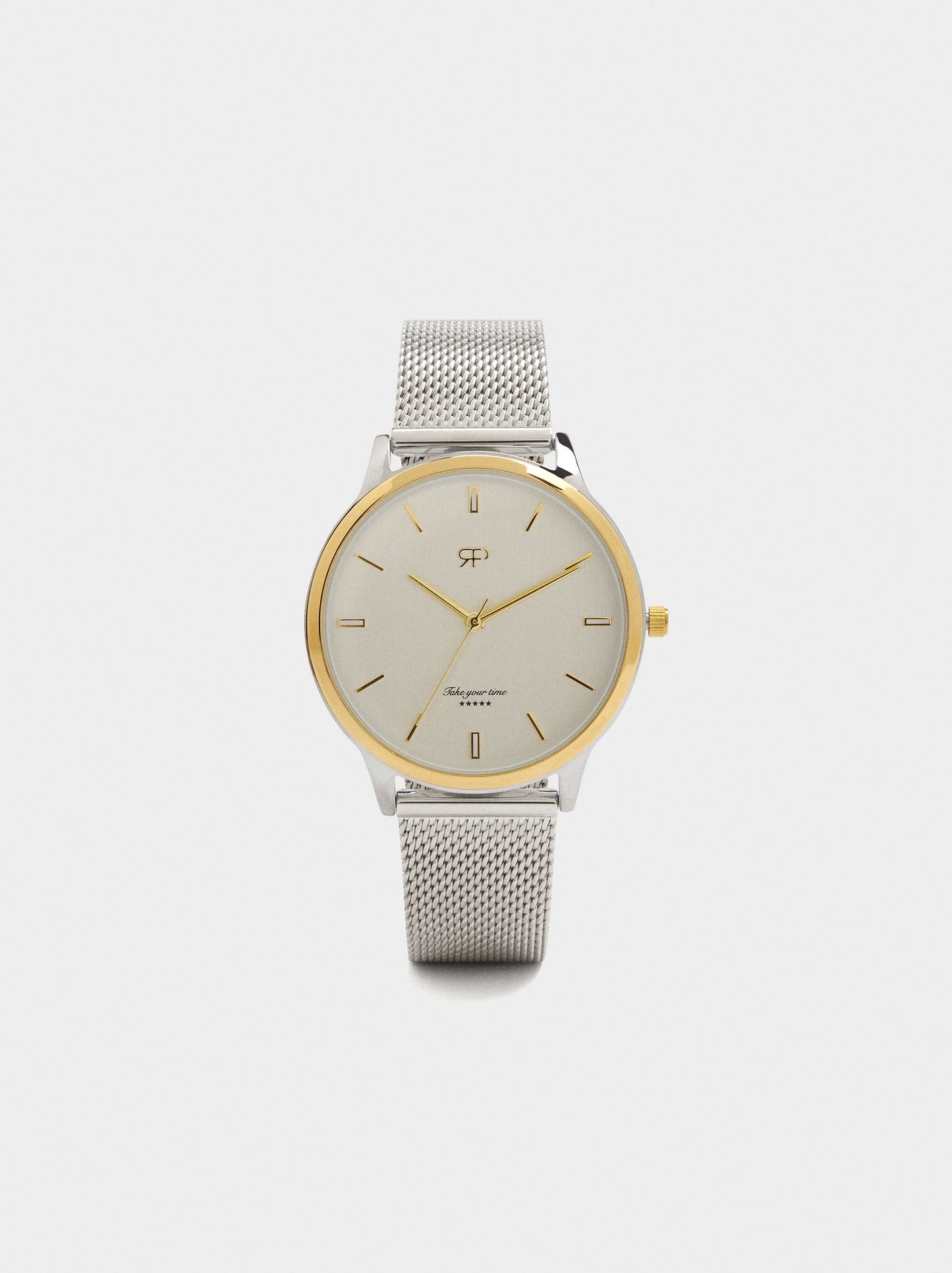 Bicolor Watch With Stainless Steel Metal Mesh