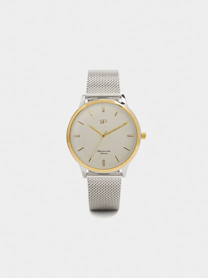 Bicolor Watch With Stainless Steel Metal Mesh