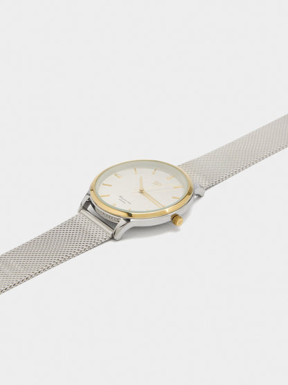 Bicolor Watch With Stainless Steel Metal Mesh