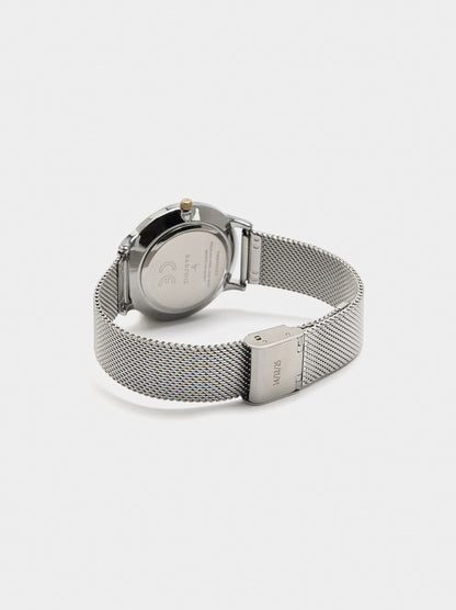 Bicolor Watch With Stainless Steel Metal Mesh