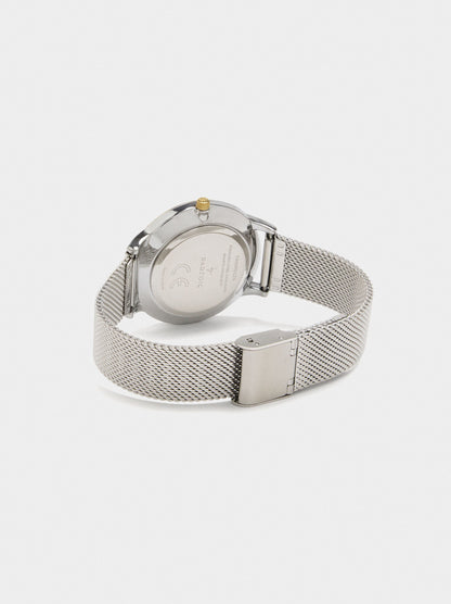 Bicolor Watch With Stainless Steel Metal Mesh