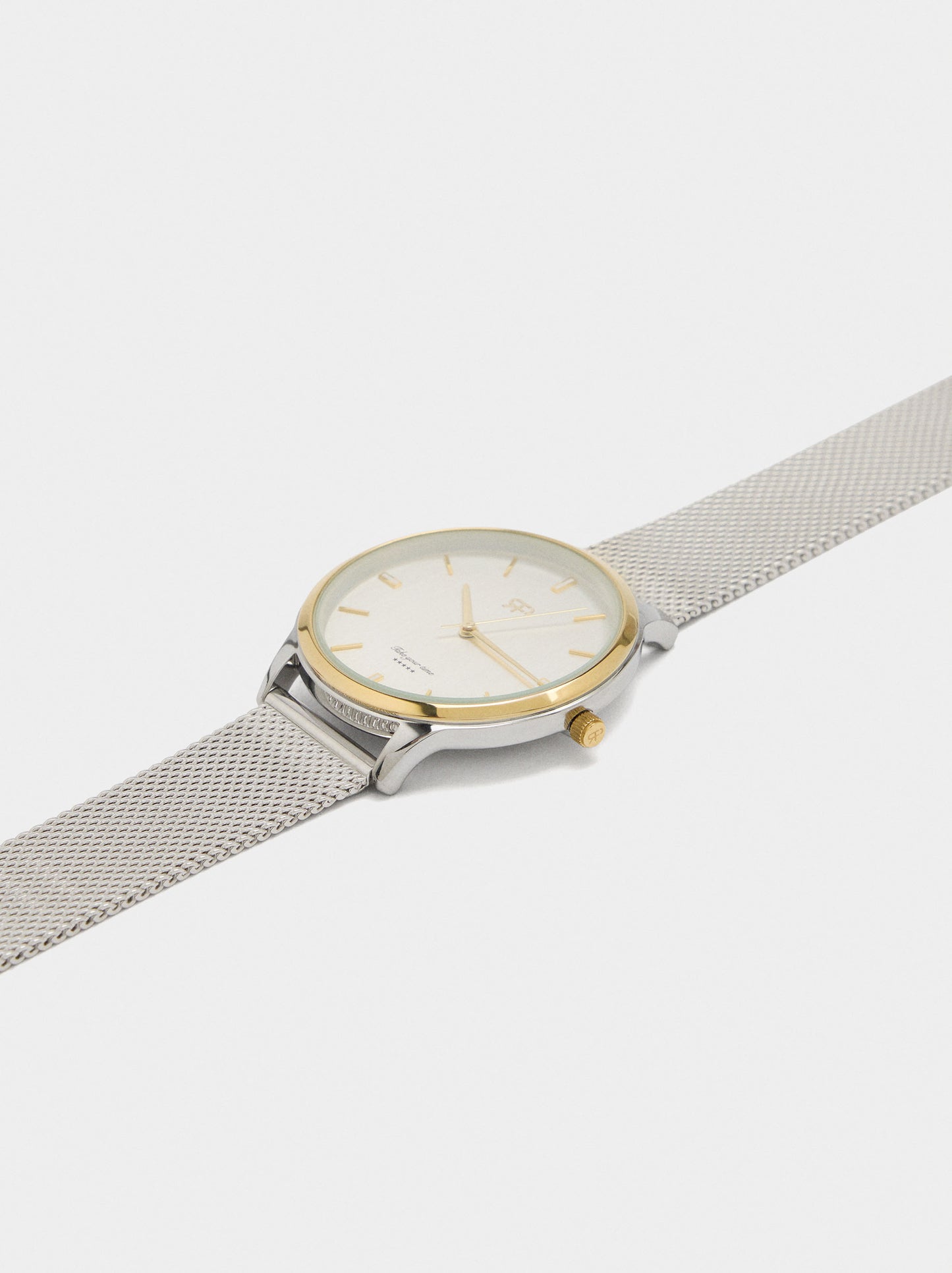 Bicolor Watch With Stainless Steel Metal Mesh