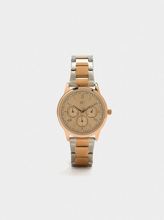 Bicolor Watch With Stainless Steel Bracelet