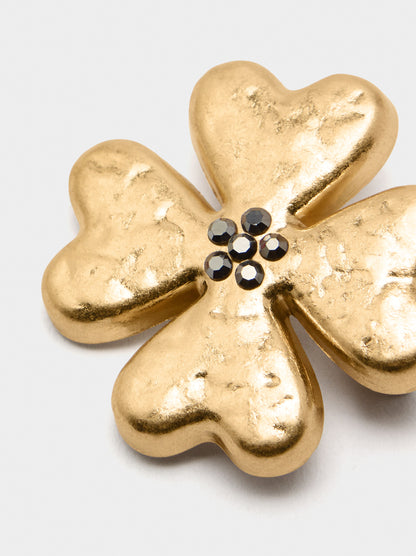 Flower Pin Brooch With Crystals