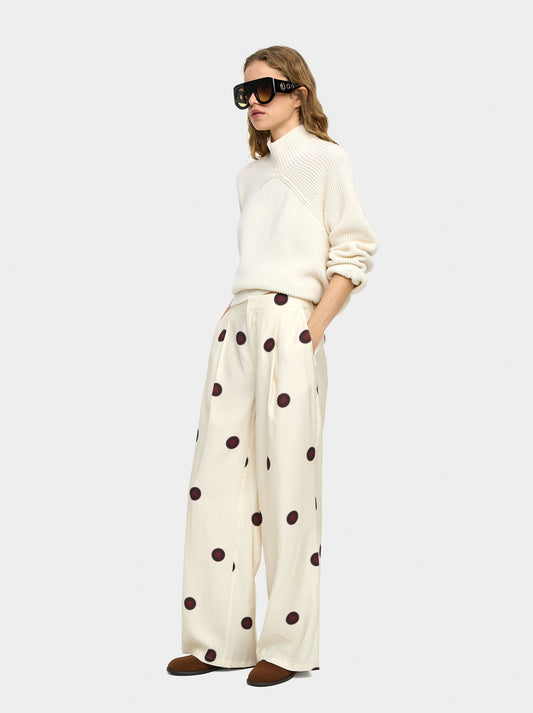 Trousers With Pleats And Polka Dots