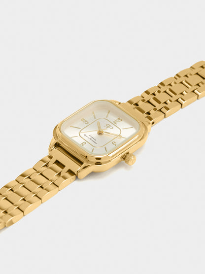 Square Watch With A Stainless Steel Bracelet