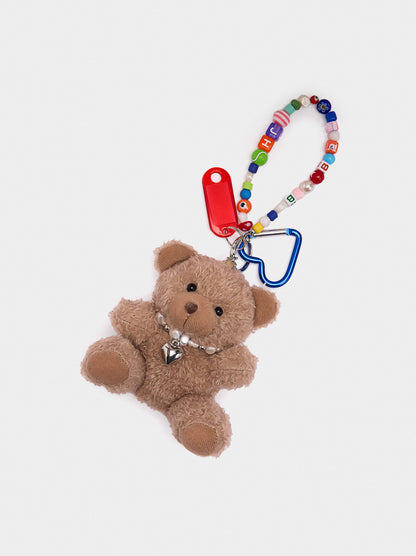 Keychain Charm Teddy Bear With Heart Carabiner