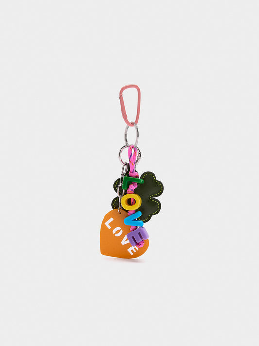 Keychain Charm With Heart And Clover