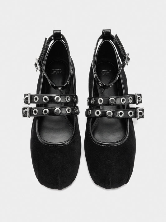Ballet Flats With Straps And Studs