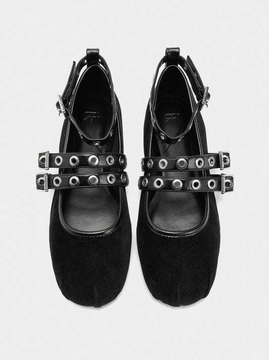 Ballet Flats With Straps And Studs