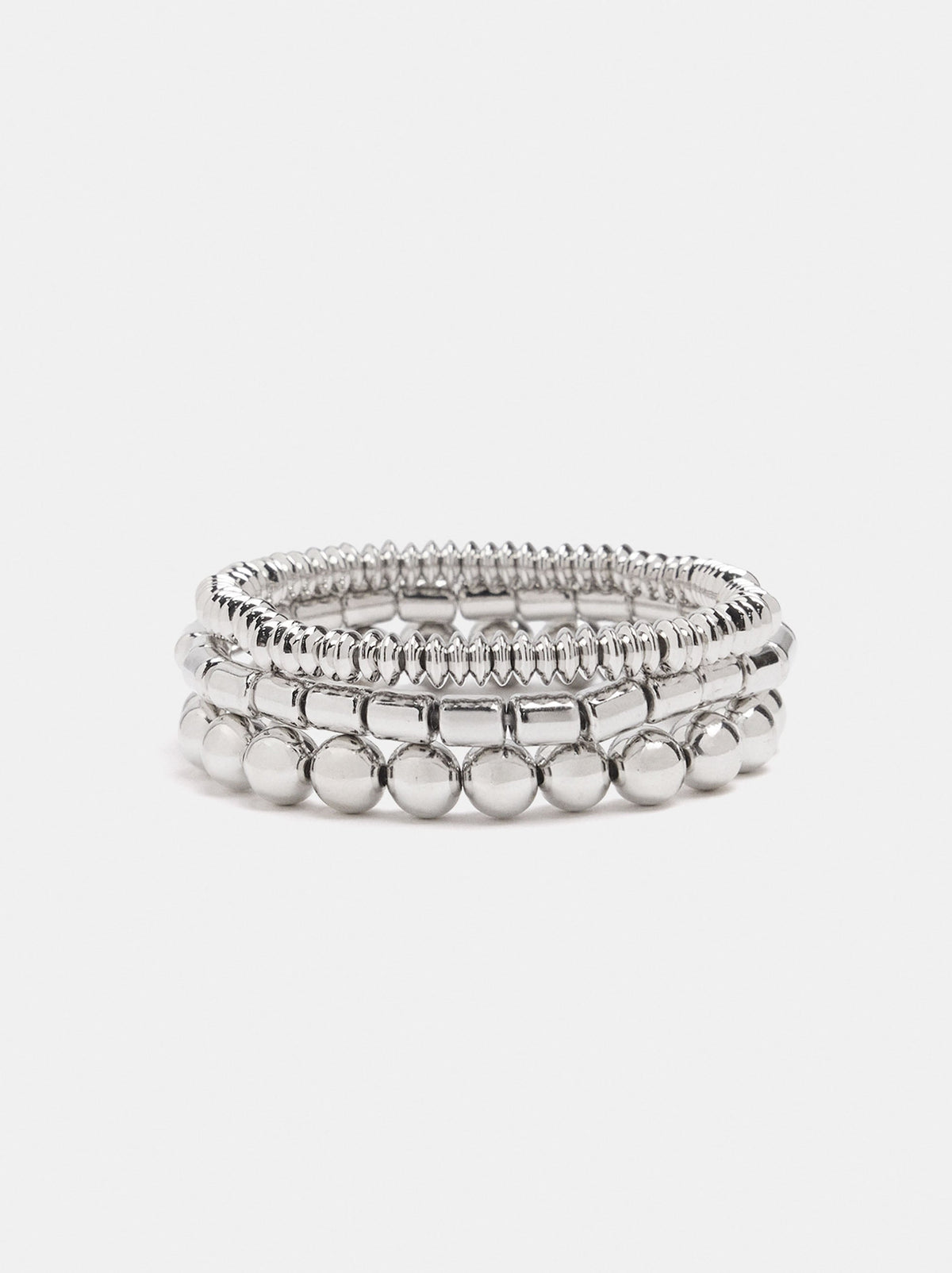 Set Of Silver Elastic Bracelets