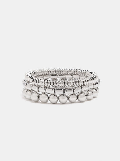 Set Of Silver Elastic Bracelets