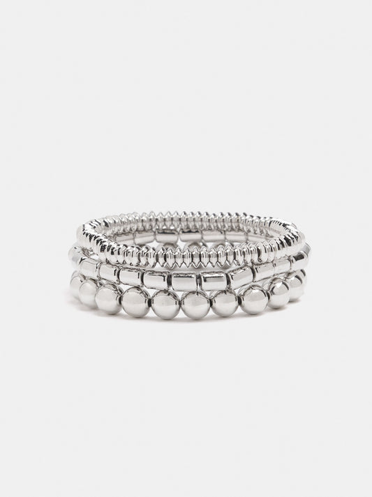 Set Of Silver Elastic Bracelets