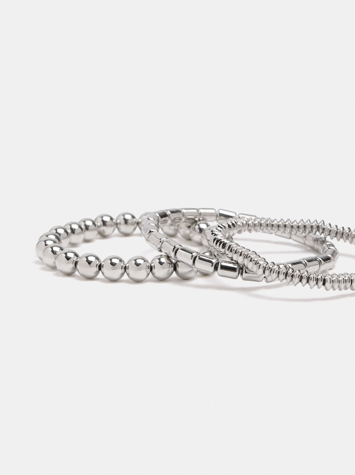 Set Of Silver Elastic Bracelets