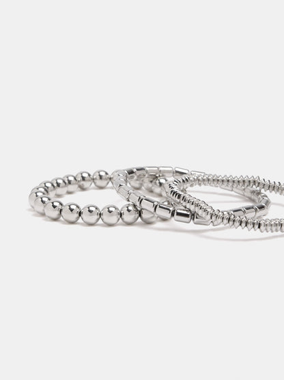 Set Of Silver Elastic Bracelets