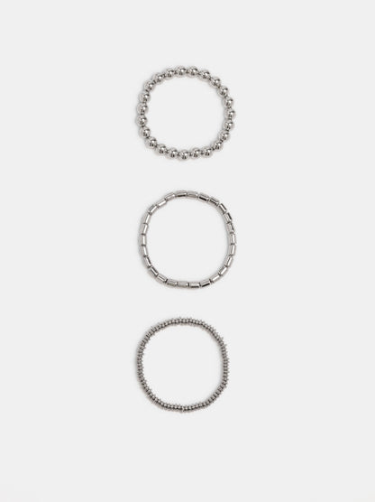 Set Of Silver Elastic Bracelets