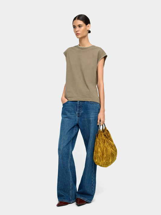 100% Cotton T-Shirt With Marked Edges