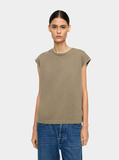 100% Cotton T-Shirt With Marked Edges