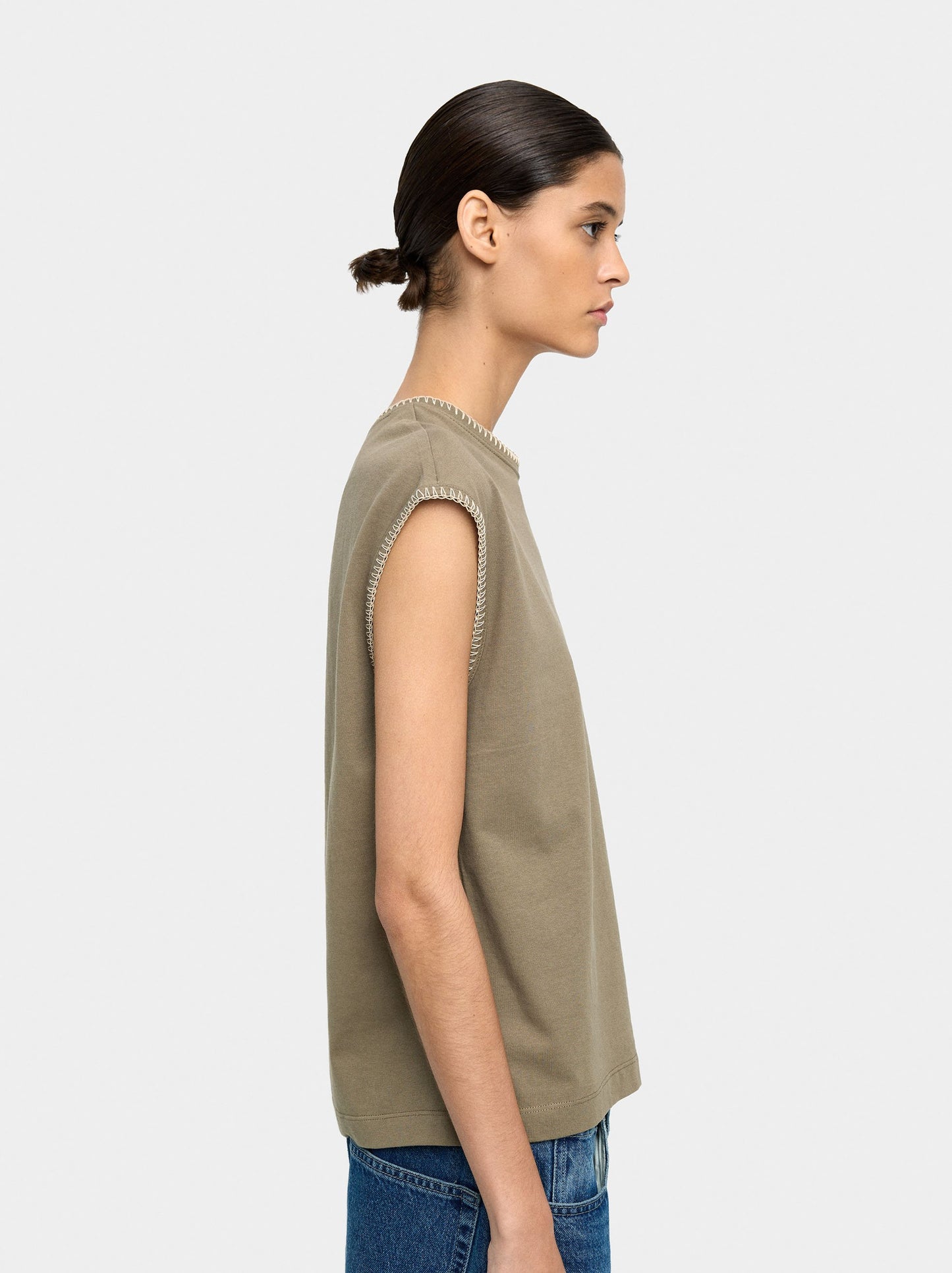 100% Cotton T-Shirt With Marked Edges