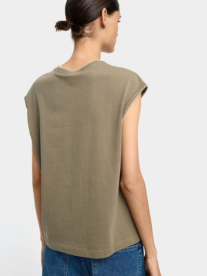 100% Cotton T-Shirt With Marked Edges