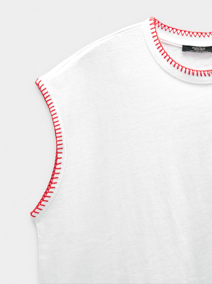 100% Cotton T-Shirt With Marked Edges