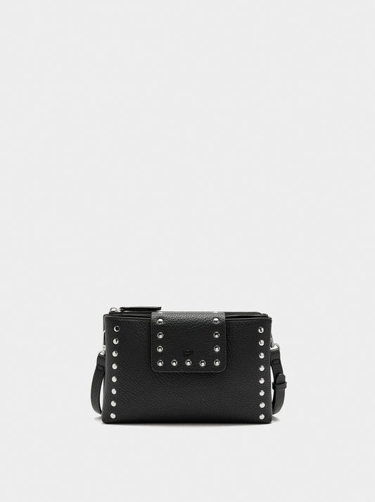 Double Crossbody Bag With Texture And Studs