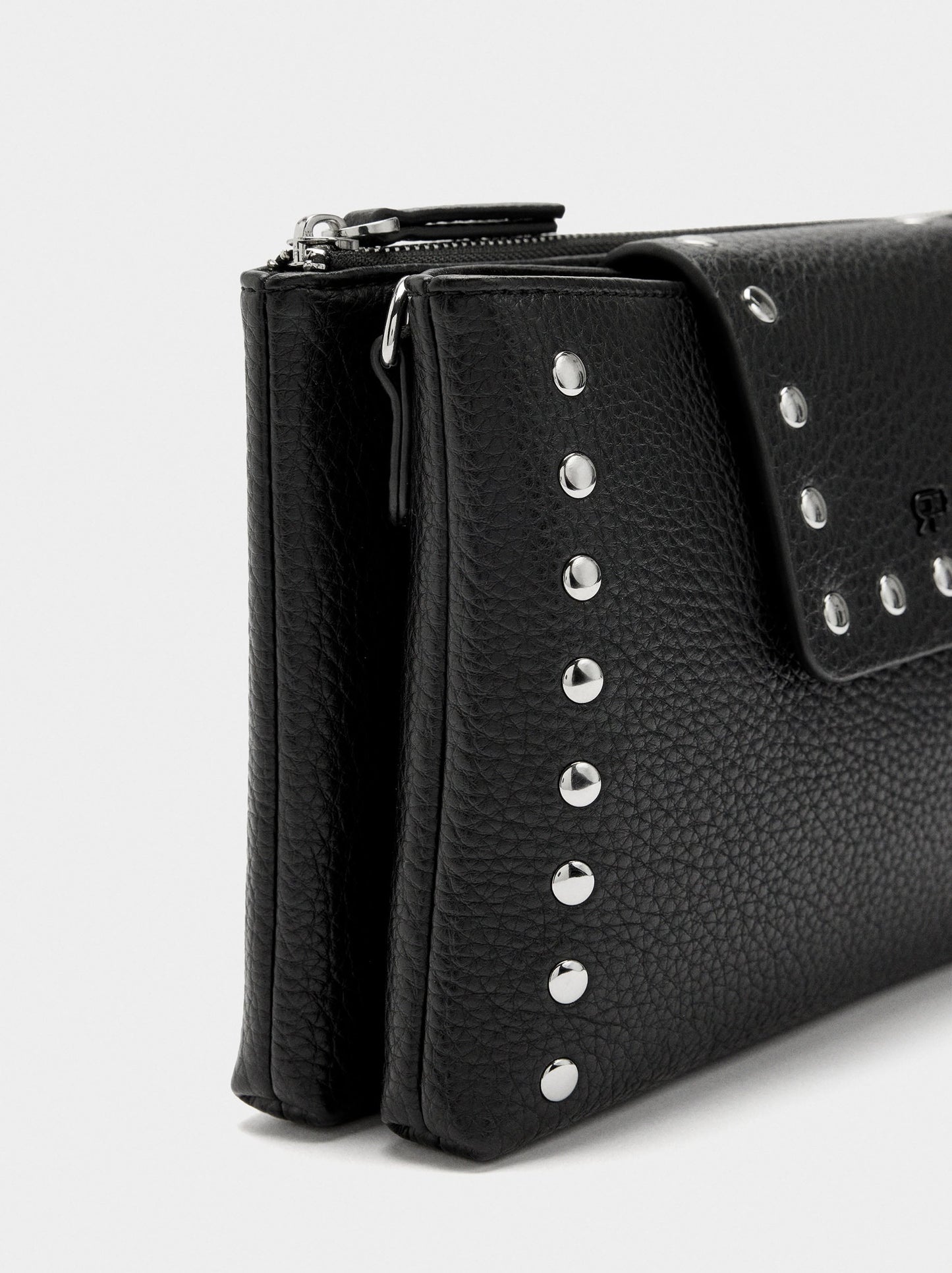 Double Crossbody Bag With Texture And Studs