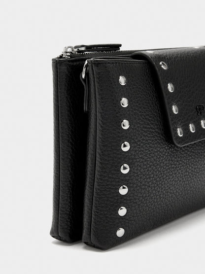 Double Crossbody Bag With Texture And Studs