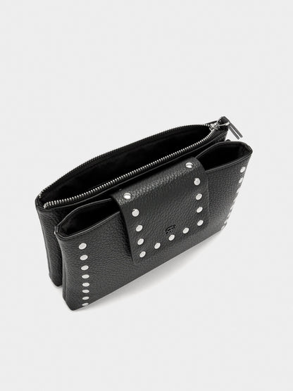 Double Crossbody Bag With Texture And Studs