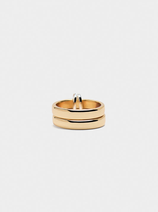 Double Bicolor Ring With Hoops