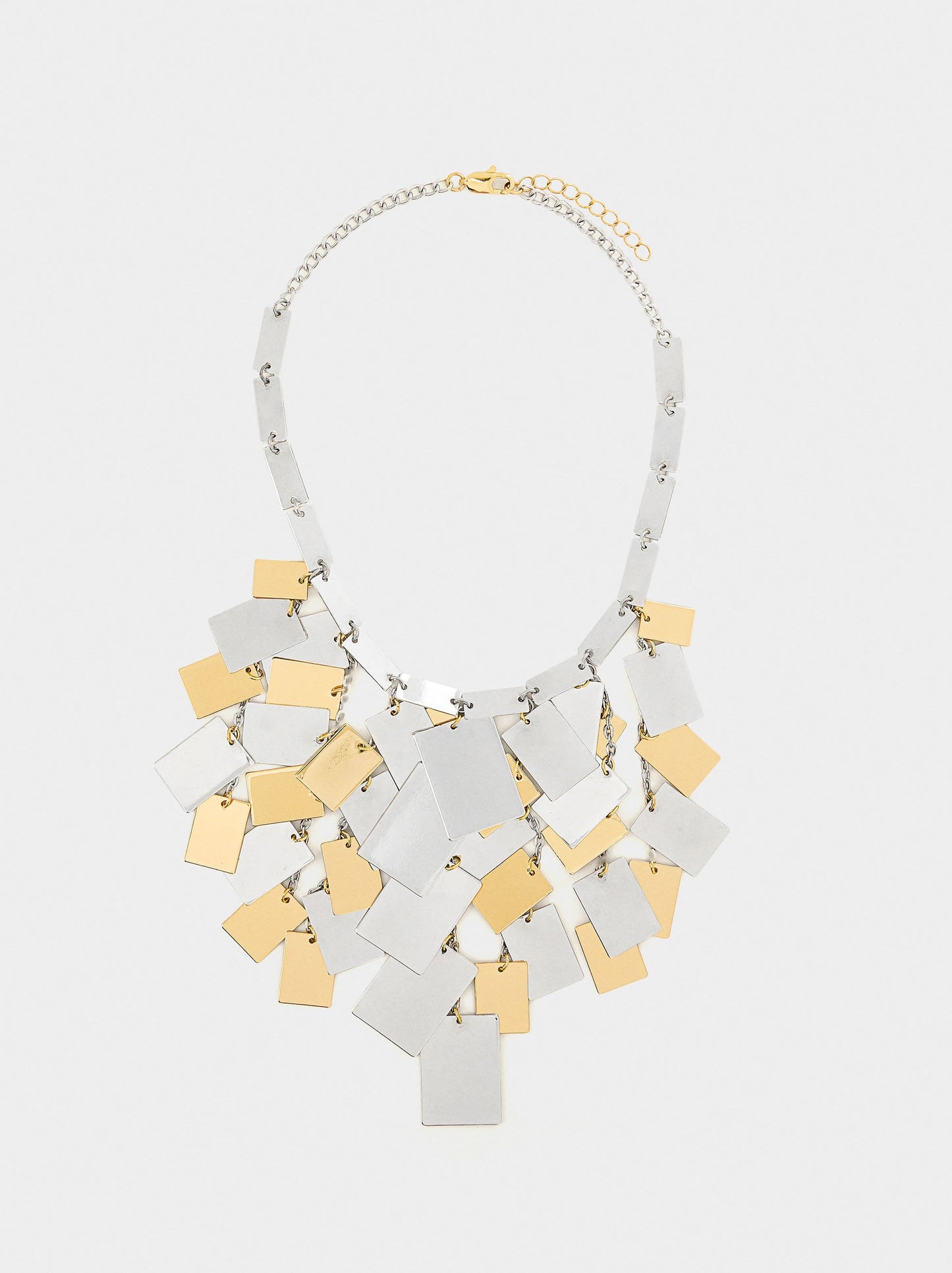 Long Bicolor Necklace With Multiple Squares