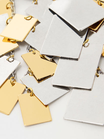 Long Bicolor Necklace With Multiple Squares