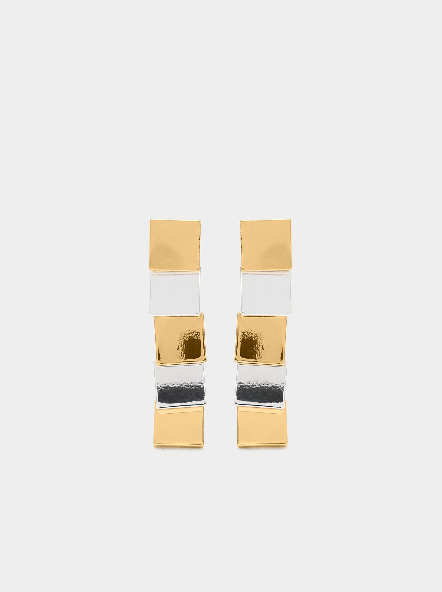 Long Bicolor Square Earrings