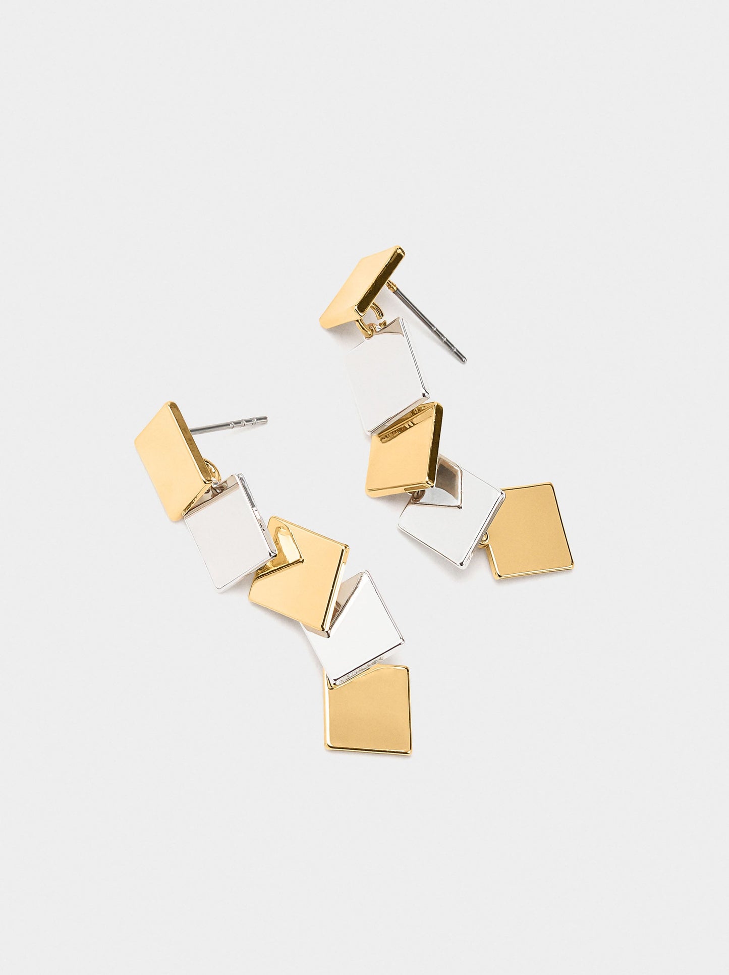 Long Bicolor Square Earrings