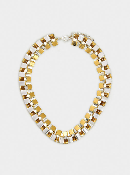 Double Bicolor Necklace With Rectangles
