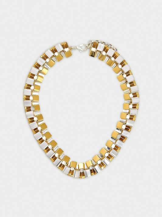 Double Bicolor Necklace With Rectangles