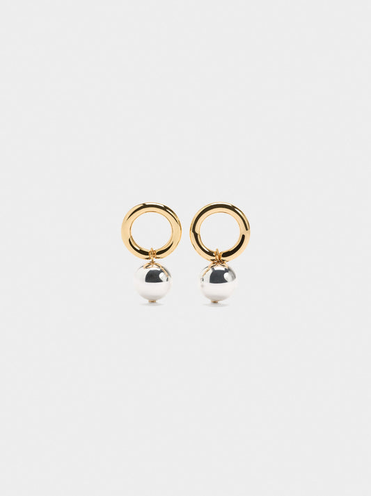 Hoop Earrings With Bicolor Spheres
