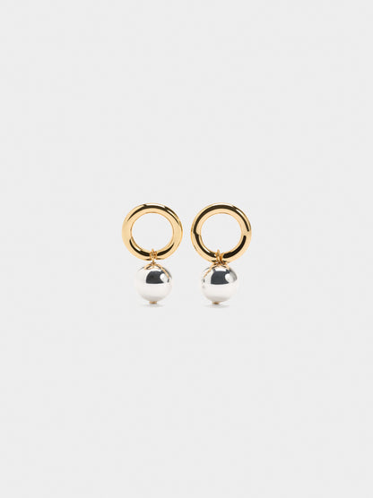 Hoop Earrings With Bicolor Spheres