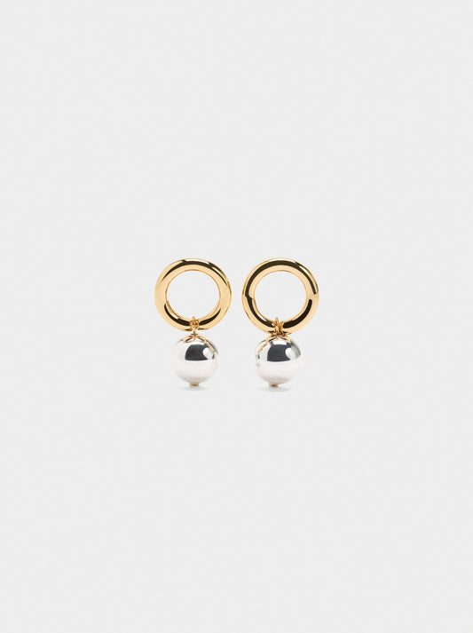 Hoop Earrings With Bicolor Spheres