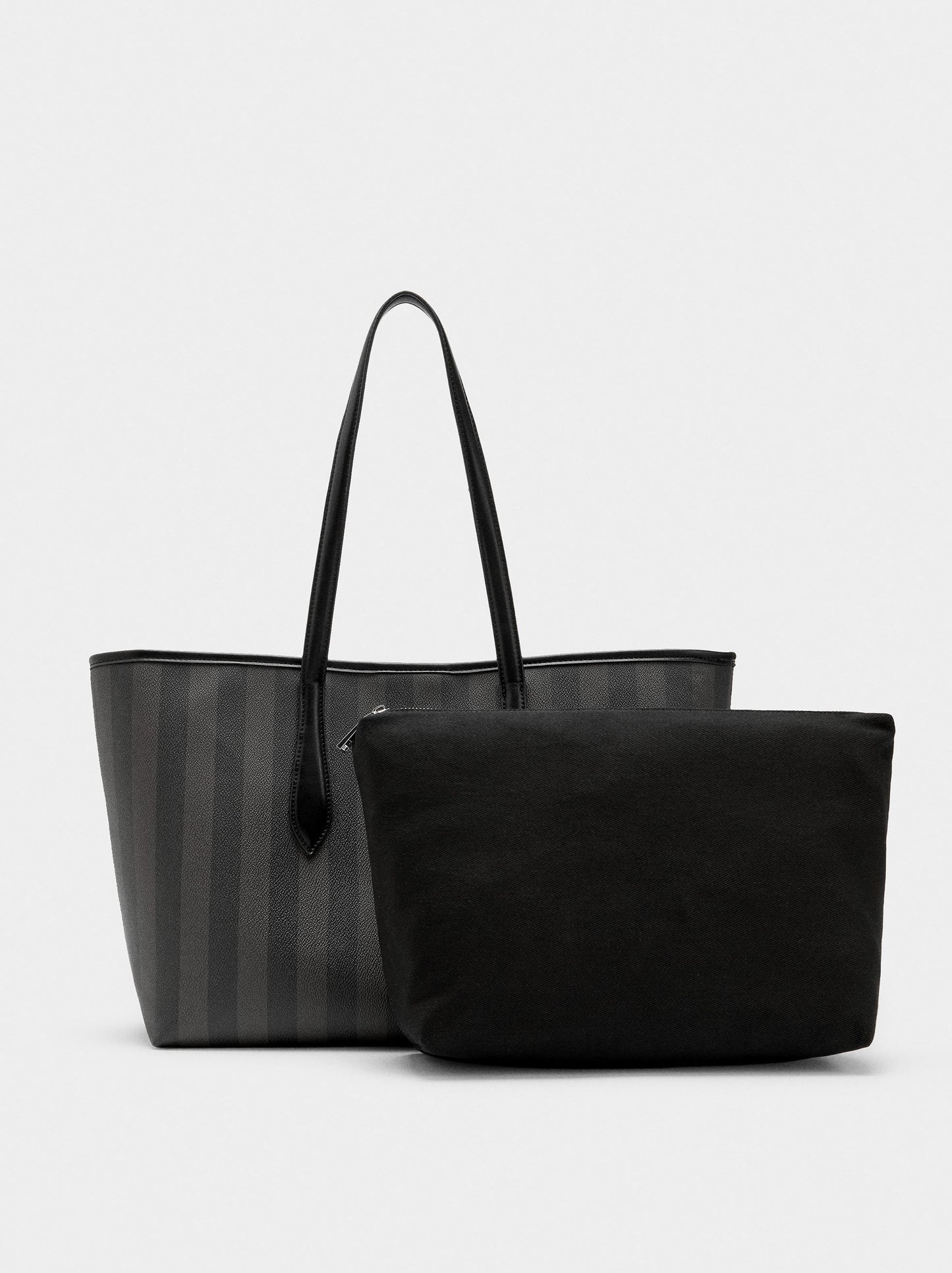 Shopper Bag With Stripes With Removable Bag