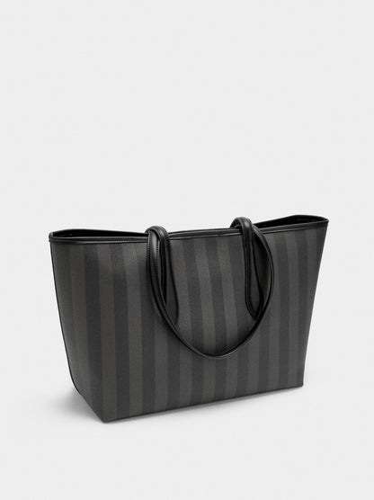 Shopper Bag With Stripes With Removable Bag